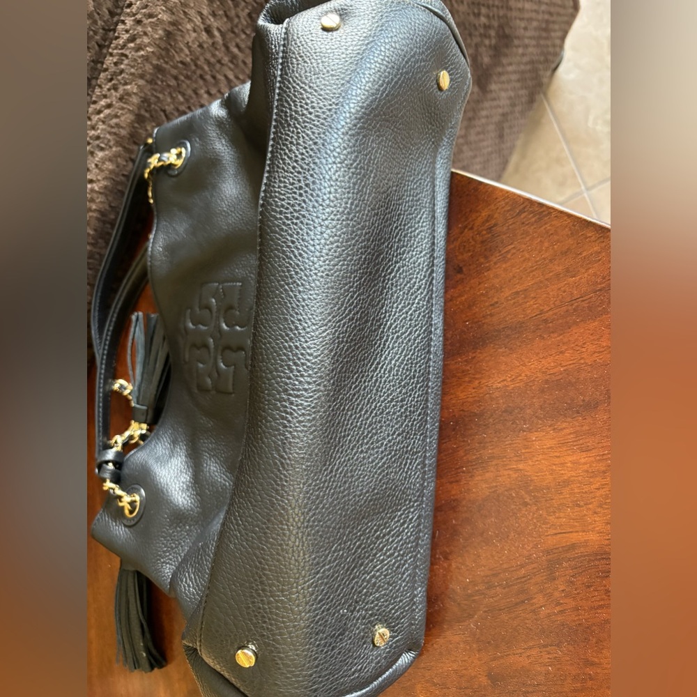 Tory Burch Black Leather Tote with tassels. Gently used in excellent condition! - Picture 11 of 13